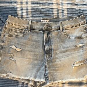 Atomic Blue Women's Ripped Jean Shorts - Gray